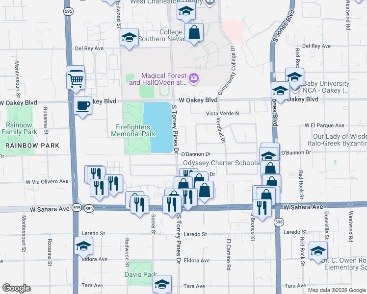 map of restaurants, bars, coffee shops, grocery stores, and more near 6345 Formula Way in Las Vegas