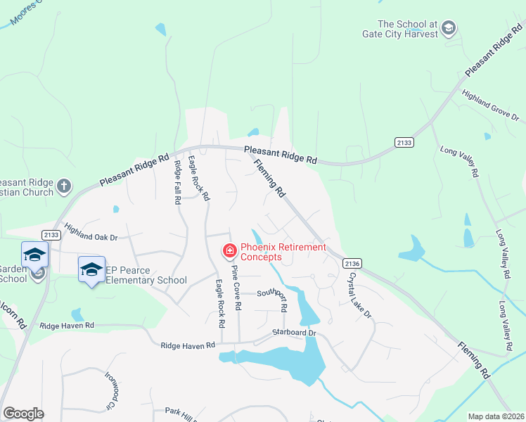 map of restaurants, bars, coffee shops, grocery stores, and more near 6311 Thornblade Court in Greensboro