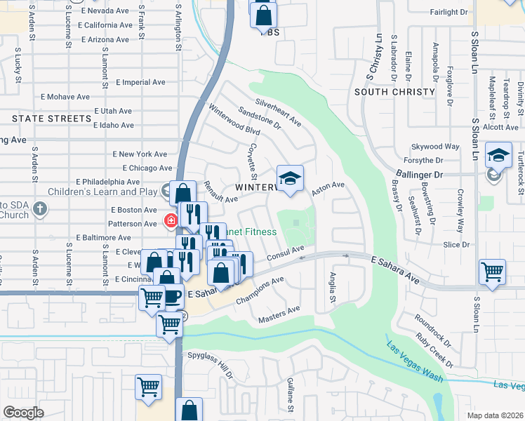 map of restaurants, bars, coffee shops, grocery stores, and more near 2133 Citroen Street in Las Vegas