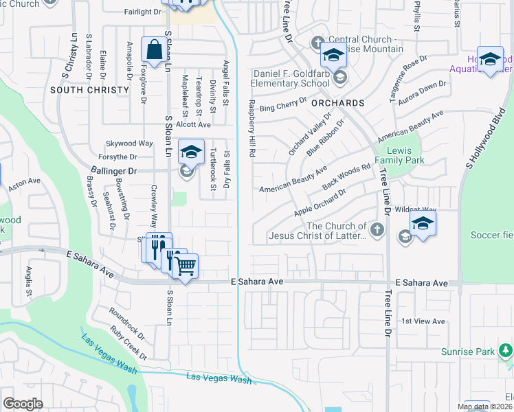 map of restaurants, bars, coffee shops, grocery stores, and more near 2167 Raspberry Hill Road in Las Vegas