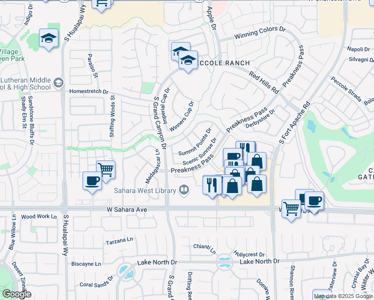 map of restaurants, bars, coffee shops, grocery stores, and more near 2021 Summit Pointe Drive in Las Vegas