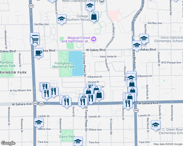 map of restaurants, bars, coffee shops, grocery stores, and more near 6345 Formula Way in Las Vegas