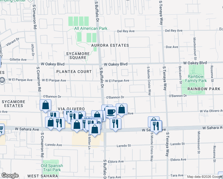 map of restaurants, bars, coffee shops, grocery stores, and more near 2101 Grand Island Court in Las Vegas
