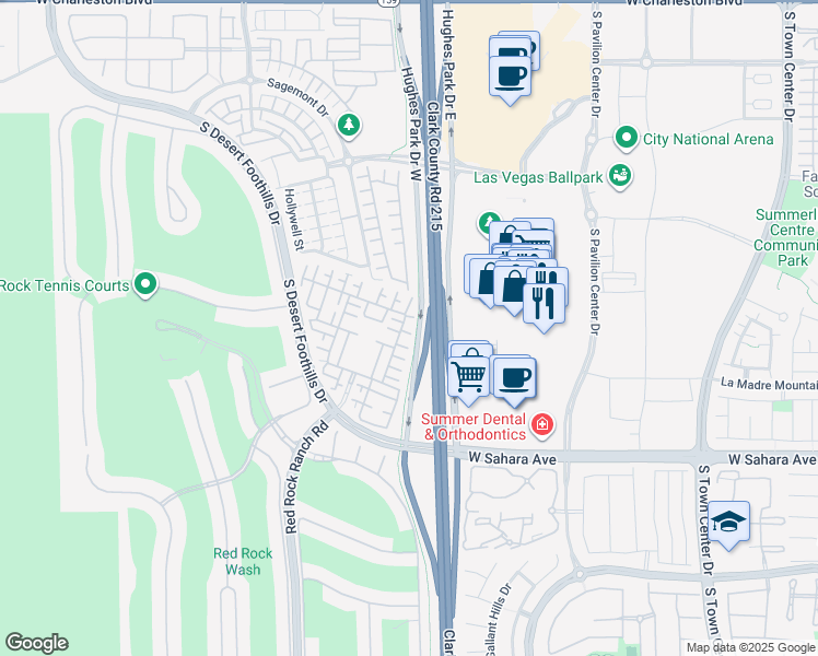map of restaurants, bars, coffee shops, grocery stores, and more near 2296 Malaga Peak Street in Las Vegas