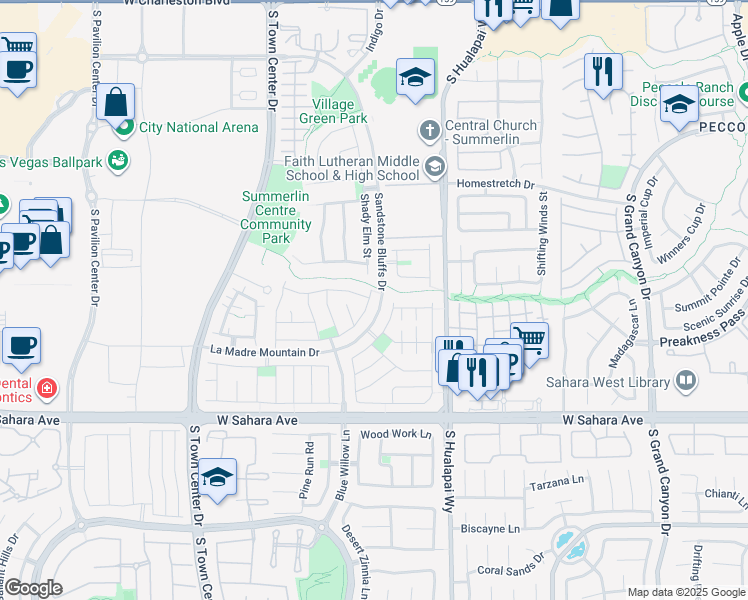 map of restaurants, bars, coffee shops, grocery stores, and more near 10321 Howling Coyote Avenue in Las Vegas