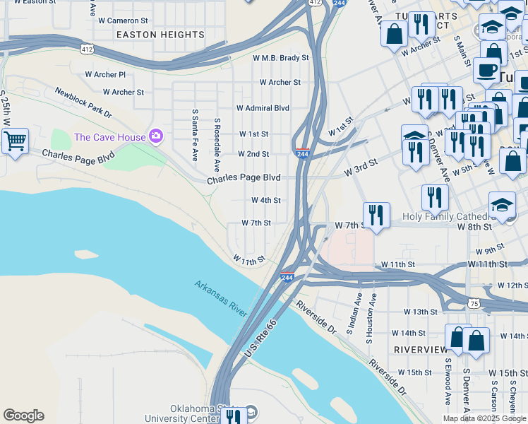 map of restaurants, bars, coffee shops, grocery stores, and more near 415 South Olympia Avenue in Tulsa