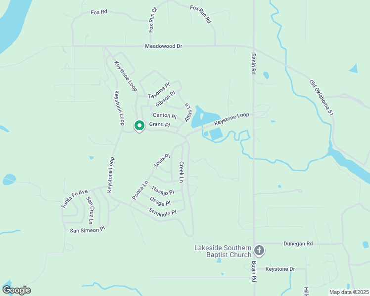 map of restaurants, bars, coffee shops, grocery stores, and more near 289 Kiowa Lane in Mannford