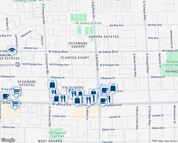 map of restaurants, bars, coffee shops, grocery stores, and more near 2120 Americas Cup Cir in Las Vegas