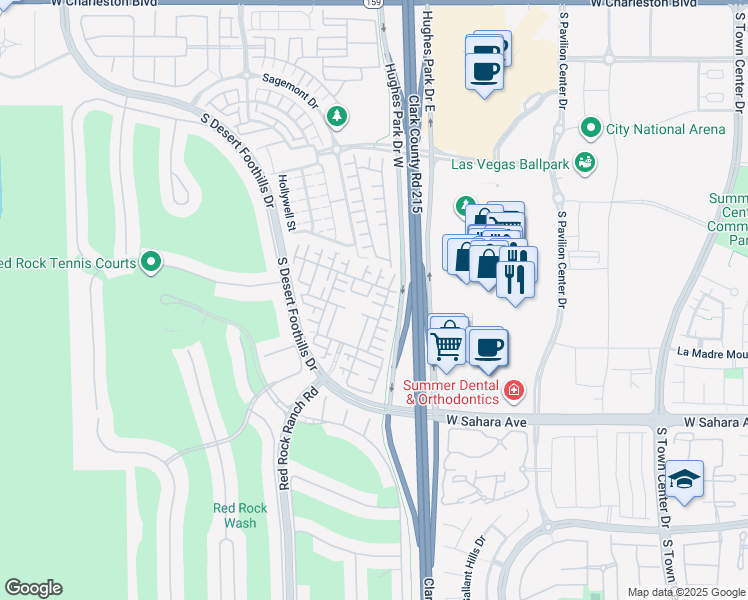 map of restaurants, bars, coffee shops, grocery stores, and more near 2299 Malaga Peak Street in Las Vegas