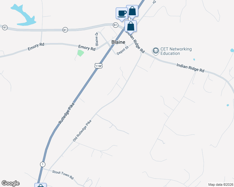 map of restaurants, bars, coffee shops, grocery stores, and more near 298 Old Rutledge Pike in Blaine