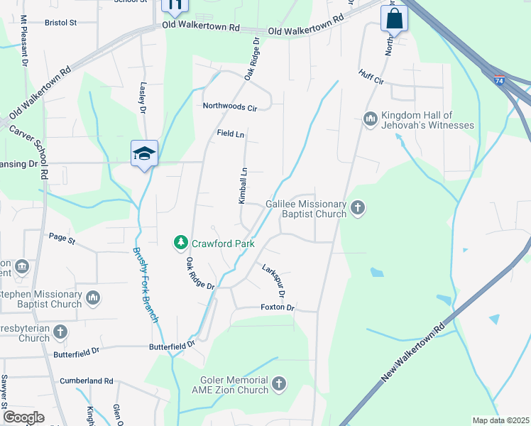 map of restaurants, bars, coffee shops, grocery stores, and more near 4320 Orchid Drive in Winston-Salem