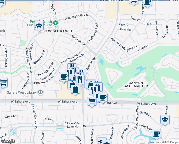 map of restaurants, bars, coffee shops, grocery stores, and more near 2200 South Fort Apache Road in Las Vegas