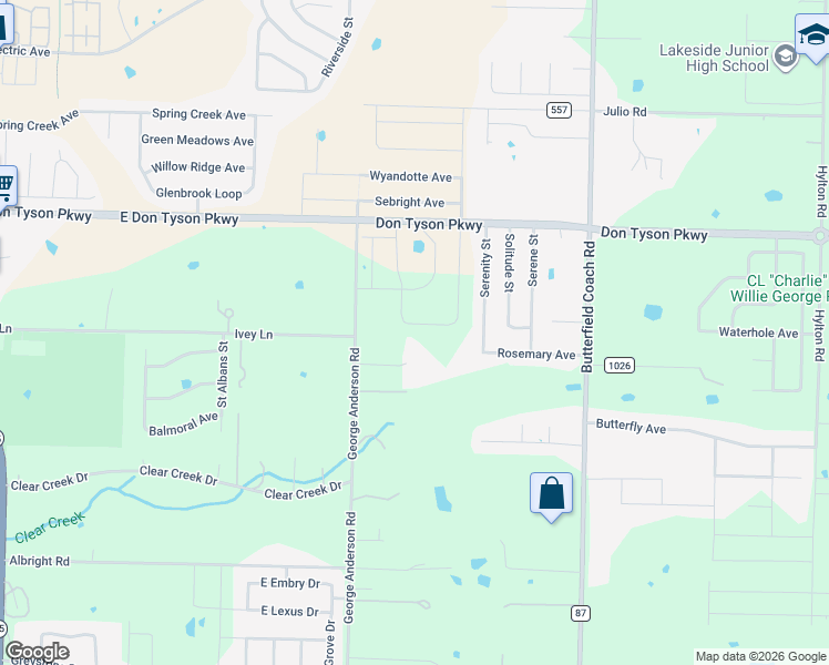 map of restaurants, bars, coffee shops, grocery stores, and more near 4101 George Anderson Road in Springdale