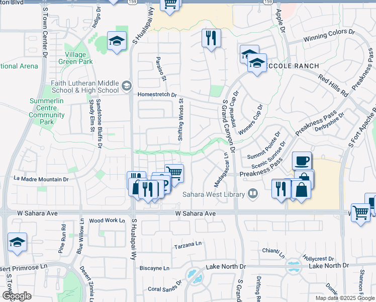 map of restaurants, bars, coffee shops, grocery stores, and more near 1925 Warrenville Street in Las Vegas