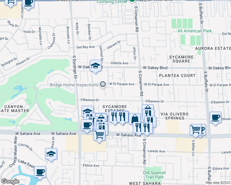 map of restaurants, bars, coffee shops, grocery stores, and more near 2020 Loro Court in Las Vegas