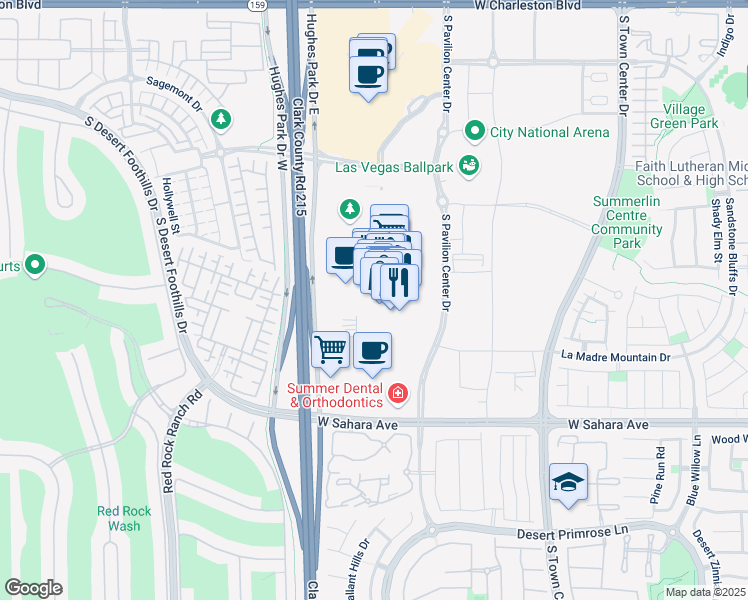 map of restaurants, bars, coffee shops, grocery stores, and more near 2115 Festival Plaza Drive in Las Vegas