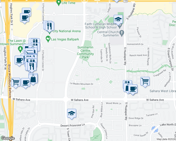 map of restaurants, bars, coffee shops, grocery stores, and more near 10503 Miners Gulch Avenue in Las Vegas