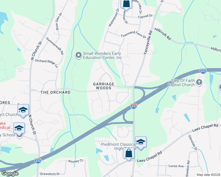 map of restaurants, bars, coffee shops, grocery stores, and more near 704 Peach Orchard Drive in Browns Summit