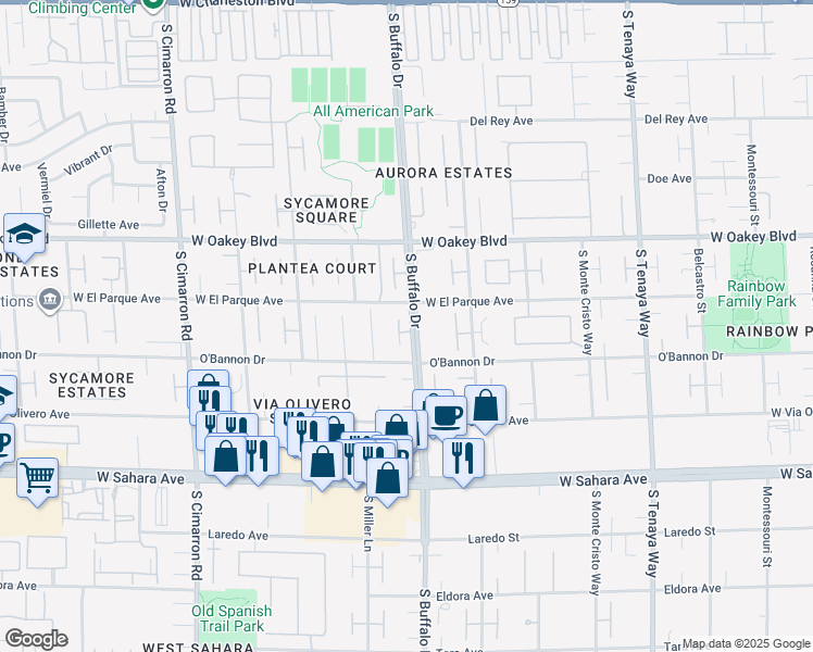 map of restaurants, bars, coffee shops, grocery stores, and more near 2030 Alexa Breanne Court in Las Vegas