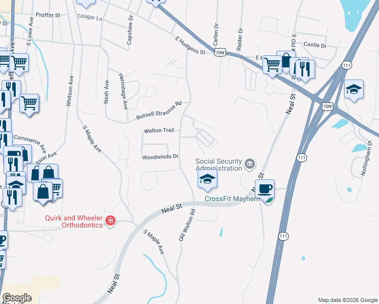 map of restaurants, bars, coffee shops, grocery stores, and more near 788 Old Walton Road in Cookeville