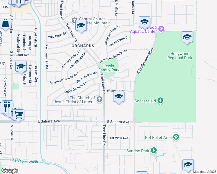 map of restaurants, bars, coffee shops, grocery stores, and more near 221 Marilyn Monroe Avenue in Las Vegas