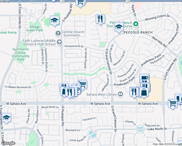 map of restaurants, bars, coffee shops, grocery stores, and more near 1925 Warrenville Street in Las Vegas