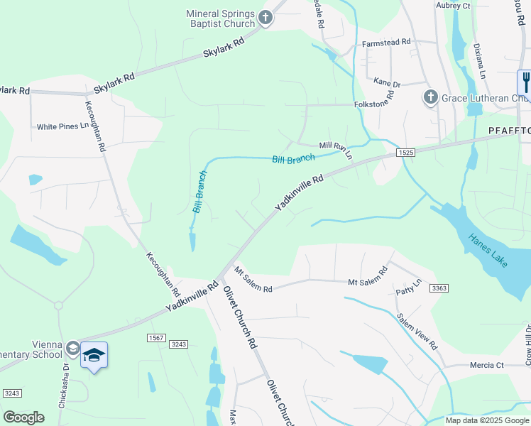 map of restaurants, bars, coffee shops, grocery stores, and more near 5285 Yadkinville Road in Winston-Salem