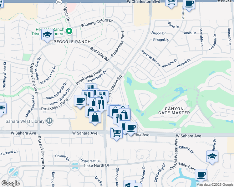 map of restaurants, bars, coffee shops, grocery stores, and more near 2200 South Fort Apache Road in Las Vegas