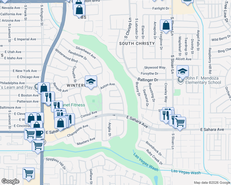 map of restaurants, bars, coffee shops, grocery stores, and more near 2138 Abarth Street in Las Vegas