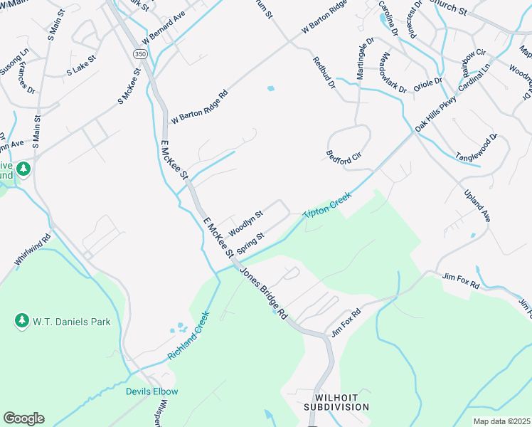 map of restaurants, bars, coffee shops, grocery stores, and more near 114 Woodlyn Street in Greeneville