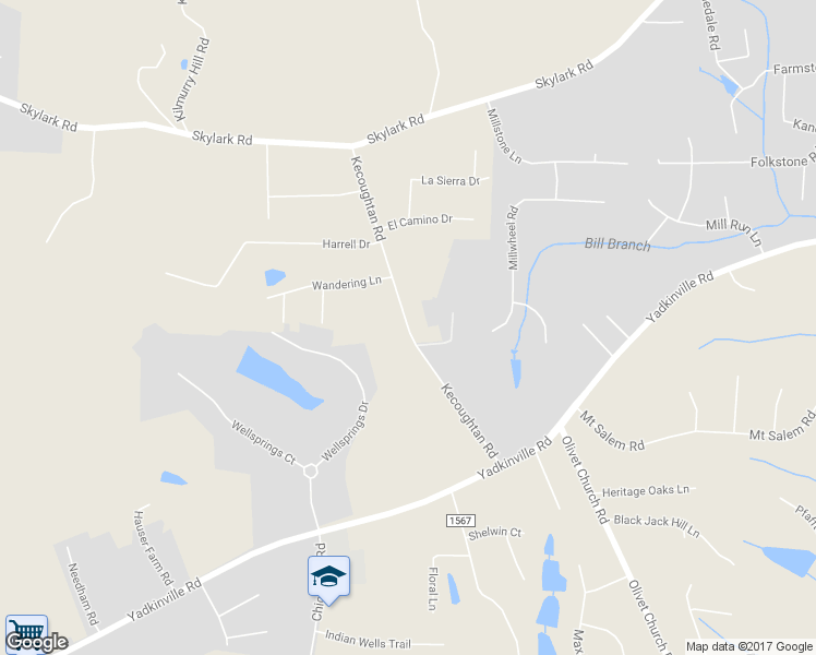 map of restaurants, bars, coffee shops, grocery stores, and more near 2790 Kecoughtan Road in Pfafftown