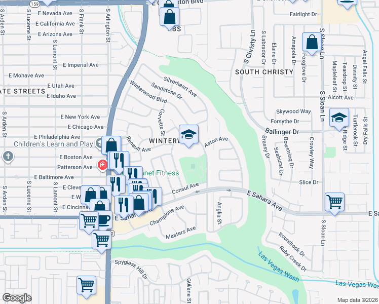 map of restaurants, bars, coffee shops, grocery stores, and more near 2152 Citroen Street in Las Vegas