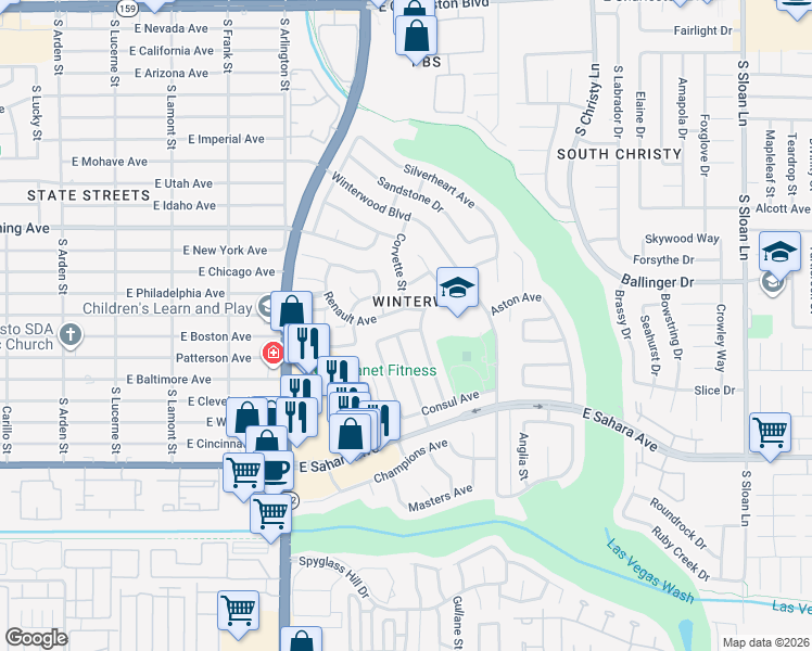 map of restaurants, bars, coffee shops, grocery stores, and more near 2133 Citroen Street in Las Vegas