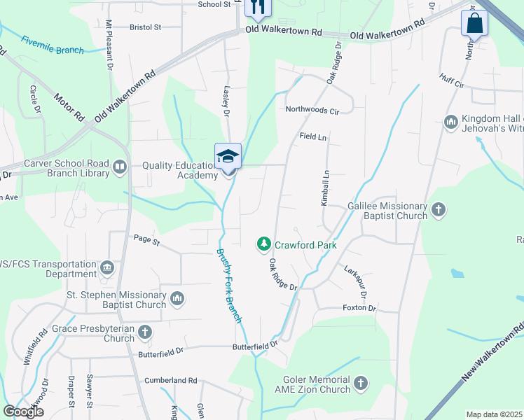 map of restaurants, bars, coffee shops, grocery stores, and more near 4425 Canaan Place Drive in Winston-Salem
