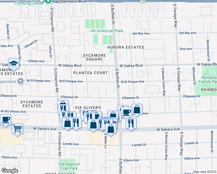 map of restaurants, bars, coffee shops, grocery stores, and more near 2110 Americas Cup Circle in Las Vegas