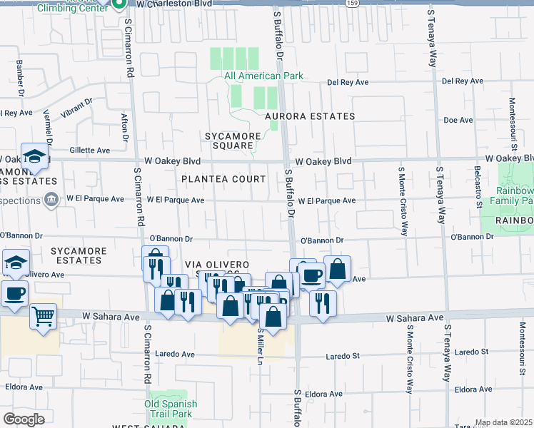 map of restaurants, bars, coffee shops, grocery stores, and more near 2110 Americas Cup Circle in Las Vegas