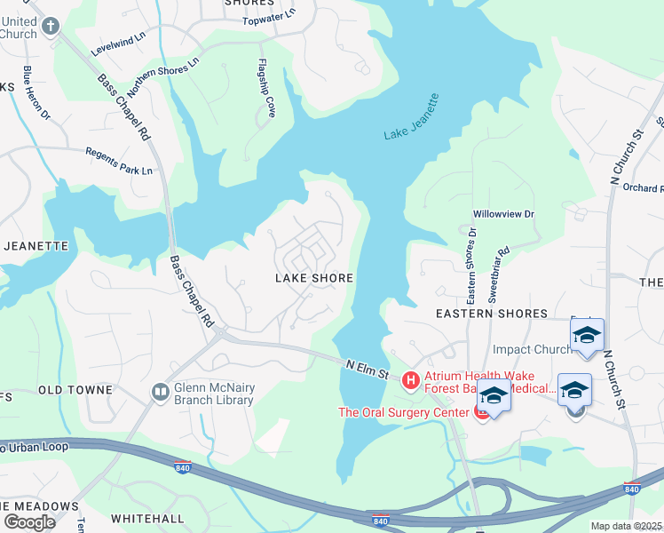 map of restaurants, bars, coffee shops, grocery stores, and more near 9 Foxglove Lane in Greensboro