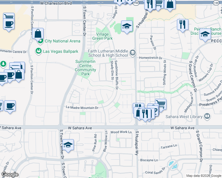 map of restaurants, bars, coffee shops, grocery stores, and more near 10336 Miners Gulch Avenue in Las Vegas