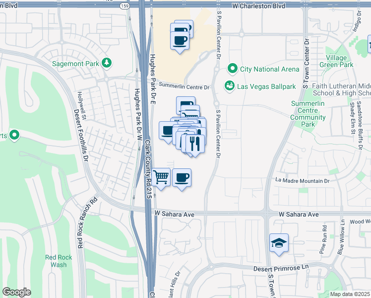 map of restaurants, bars, coffee shops, grocery stores, and more near 2115 Festival Plaza Drive in Las Vegas