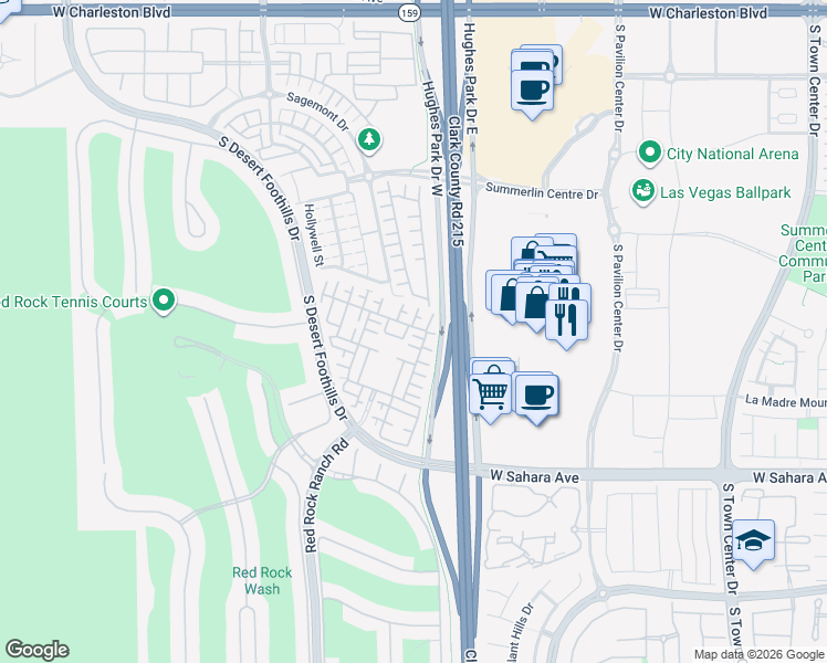 map of restaurants, bars, coffee shops, grocery stores, and more near 2296 Malaga Peak Street in Las Vegas
