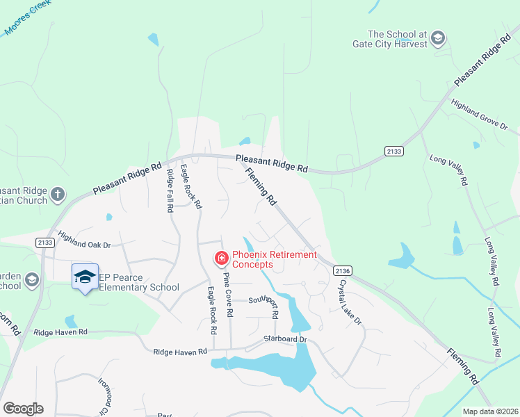 map of restaurants, bars, coffee shops, grocery stores, and more near 6311 Thornblade Court in Greensboro