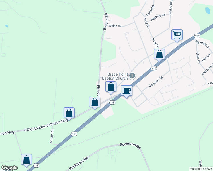 map of restaurants, bars, coffee shops, grocery stores, and more near 2354 Beacon Rd in Jefferson