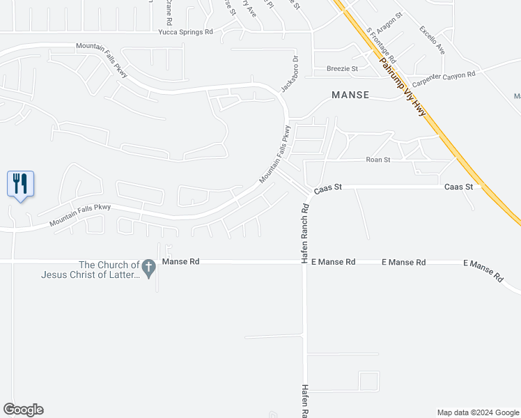 map of restaurants, bars, coffee shops, grocery stores, and more near 5840 Al Fresco Avenue in Pahrump