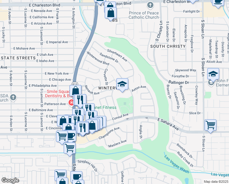 map of restaurants, bars, coffee shops, grocery stores, and more near 2058 Citroen Street in Las Vegas