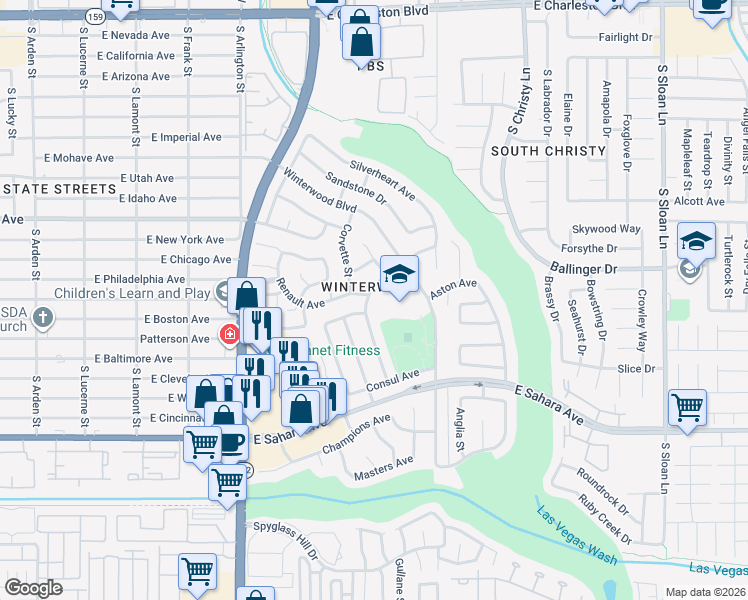 map of restaurants, bars, coffee shops, grocery stores, and more near 2058 Citroen Street in Las Vegas