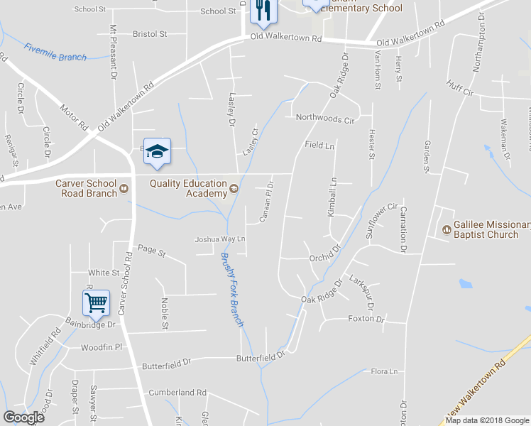 map of restaurants, bars, coffee shops, grocery stores, and more near 4436 Canaan Place Drive in Winston-Salem