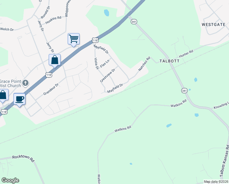map of restaurants, bars, coffee shops, grocery stores, and more near 2734 Mayfield Dr in Jefferson