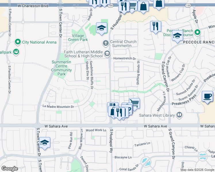 map of restaurants, bars, coffee shops, grocery stores, and more near 1921 Placid Ravine Street in Las Vegas