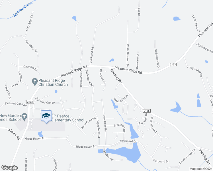 map of restaurants, bars, coffee shops, grocery stores, and more near 4714 Pine Glen Court in Greensboro