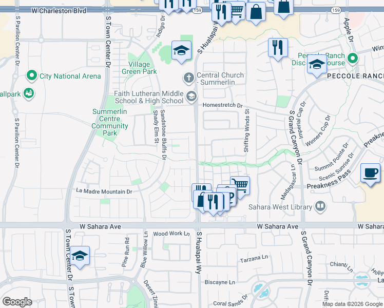 map of restaurants, bars, coffee shops, grocery stores, and more near 1921 Placid Ravine Street in Las Vegas